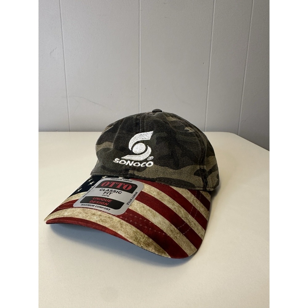 Sunoco Camo And American Flag Ball Cap
